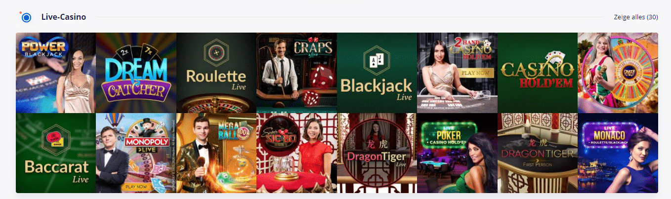 Vulkan Vegas Erfahrungen: Live-Spiele