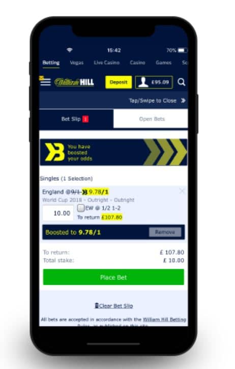 Verwenden des William Hill Promo Code auf dem Mobile