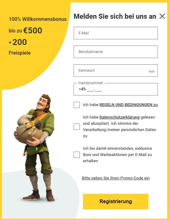 Zetcasino Registrierung